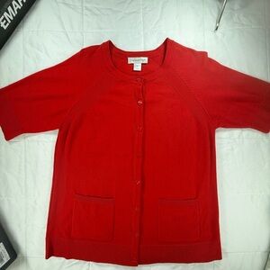 Christopher & Banks Red Women's button cardigan with short sleeves B46